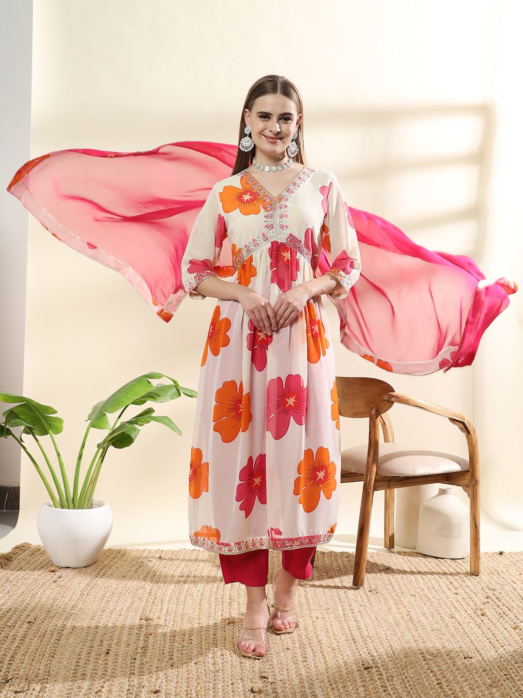 KPD 9014 Alia Cut Faux Georgette Kurti With Bottom Dupatta Wholesale Clothing Suppliers In India 